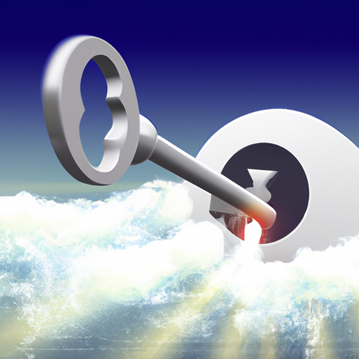 תמונה המתארת מפתח שהוכנס למנעול דיגיטלי, המסמל הצפנה כמרכיב מפתח באבטחת מידע בענן.